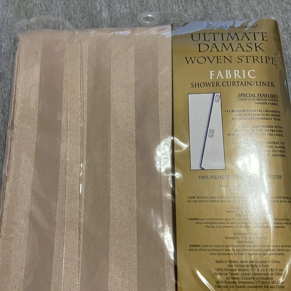 Fabric Damask Woven Stripe Shower Curtain Liner